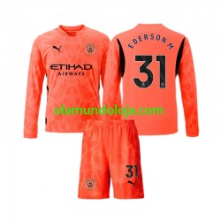 Camisola Manchester City Ederson Moraes 31 Guarda-redes Criança Equipamento Segundo 2024-2025 Manga Comprida